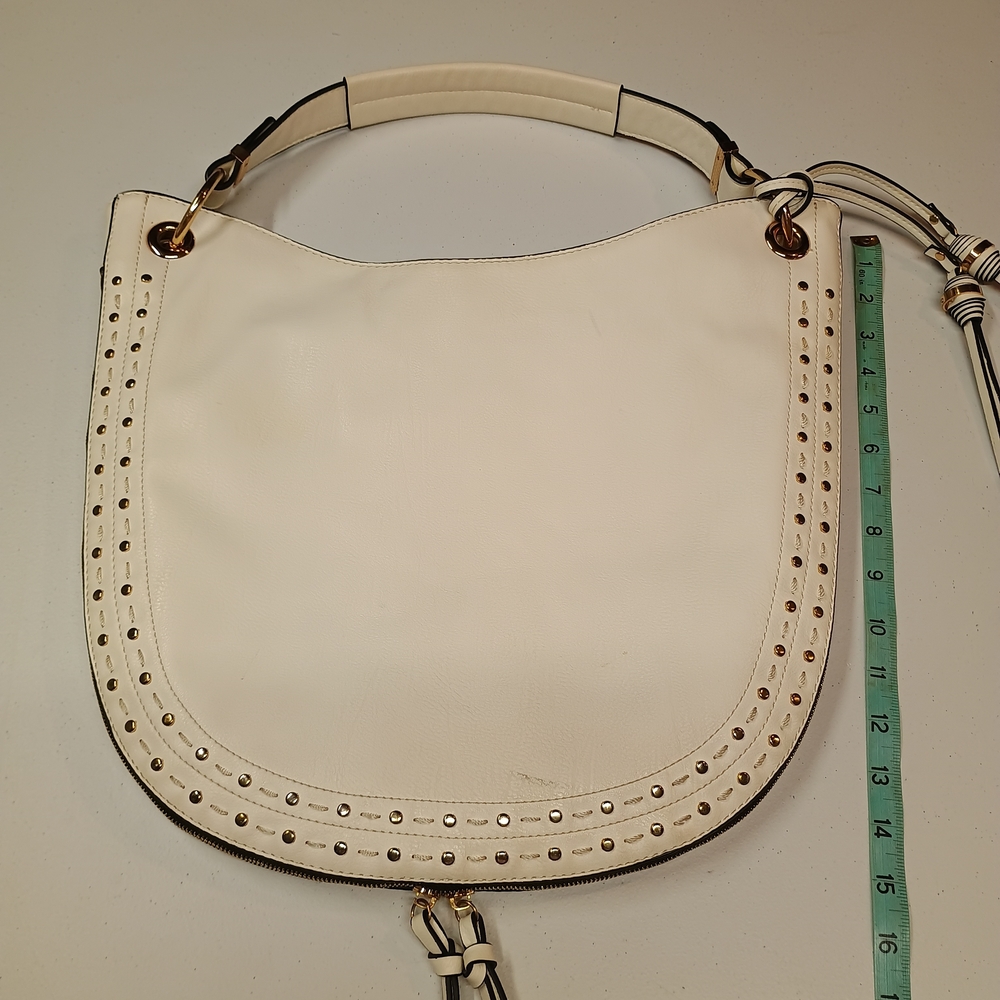 Elegant White Leather Hobo Bag